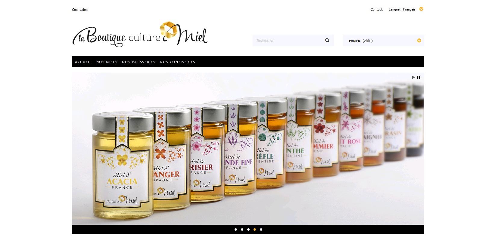site e-commerce de Miels haut de gamme